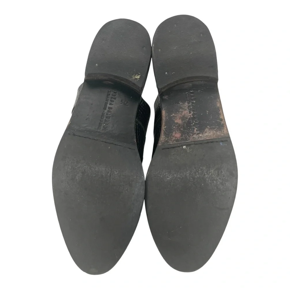 Freda Salvador Black Leather Croc Embossed D'Orsay Slip On Loafer Flat Women 7.5 - Picture 11 of 15